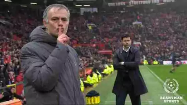 Premier League!! Man United Boss Mourinho Finally Explains Shut-Up Gesture After Man U vs Tottenham (Pictured)
